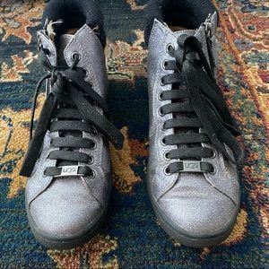 UGG olive glitter gunmetal sneakers with zipper